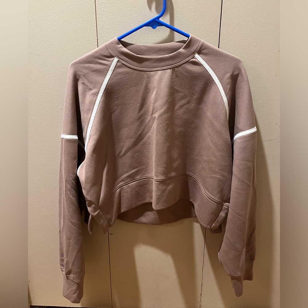 YPB by Abercrombie Crew Neck Raglan Long Sleeve Boxy Side Slit Pullover